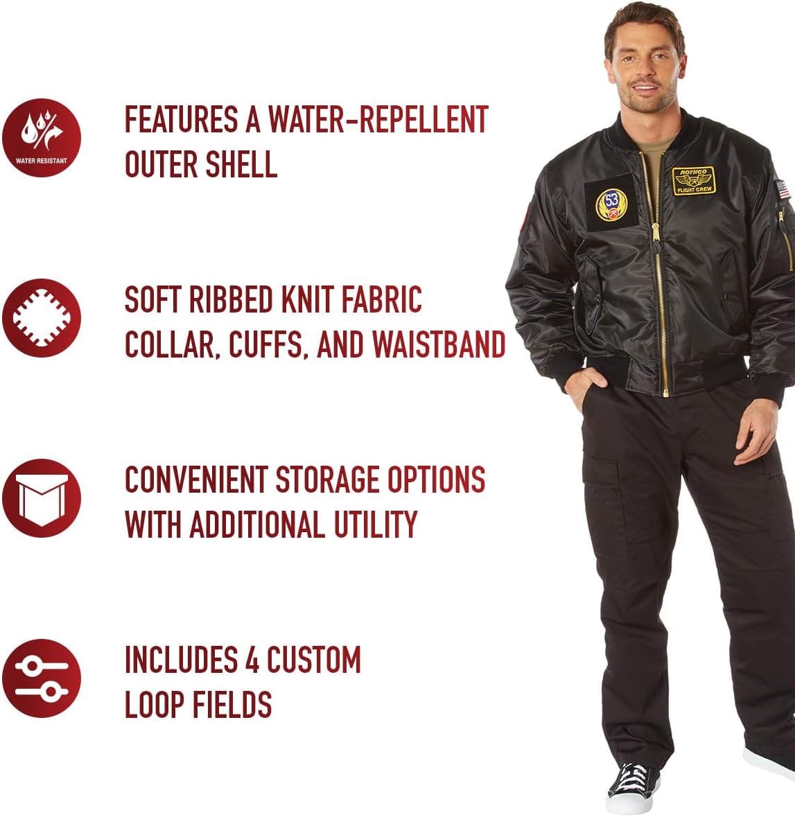 Rothco Flight Jacket with Patches - Classic Cold Weather Bomber Jacket with Morale Patches Included - Image 8