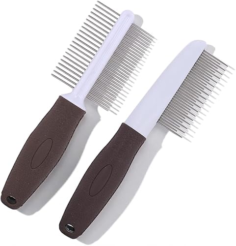 2-in-1 Dog Grooming Comb, Single & Double-Sided Dematting Comb