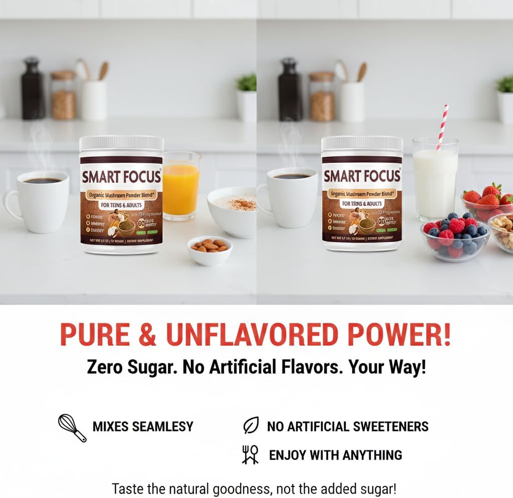 Lions Mane Powder – Lions Mane Mushroom Powder Supplement for Mental Clarity & Focus – Organic Mushroom Powder Extract – Daily Wellness Support Superfood – 60 Servings - Image 5