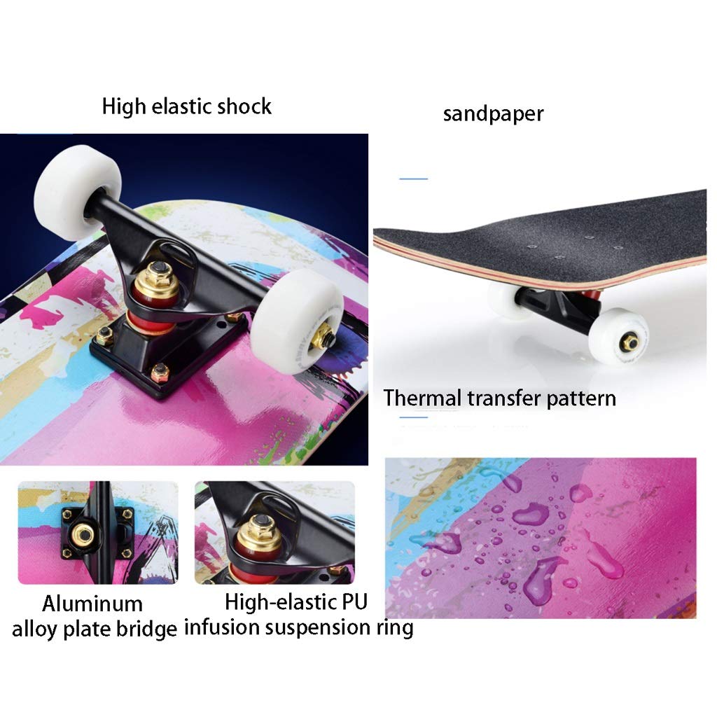 TXTC 31''x 8 '' Complete Longboard for Les Débutants Enfants Garçons Filles Jeunes Adultes, Planches À roulettes Standard avec 7 Lays Érable Pont Skateboards Pro, De Skateboard Longboard (Color : B)