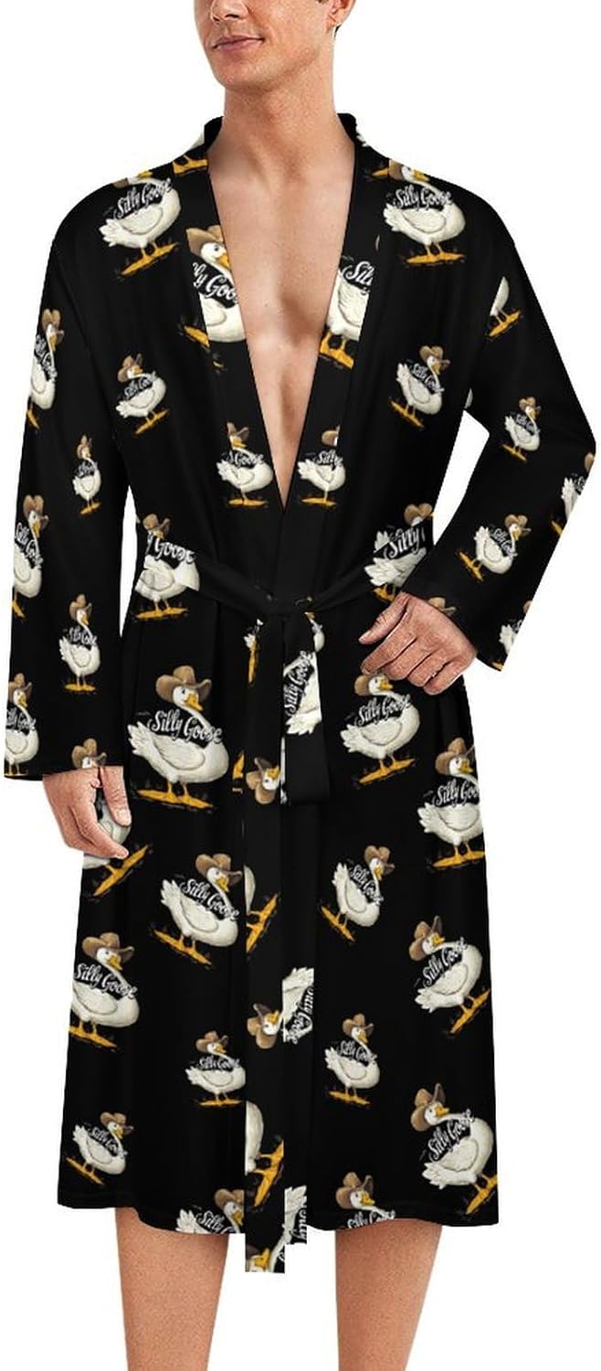 Silly Goose Mens Robe Long Bathrobe for Women Bath Robes Lightweight Soft Printed Sleepwear