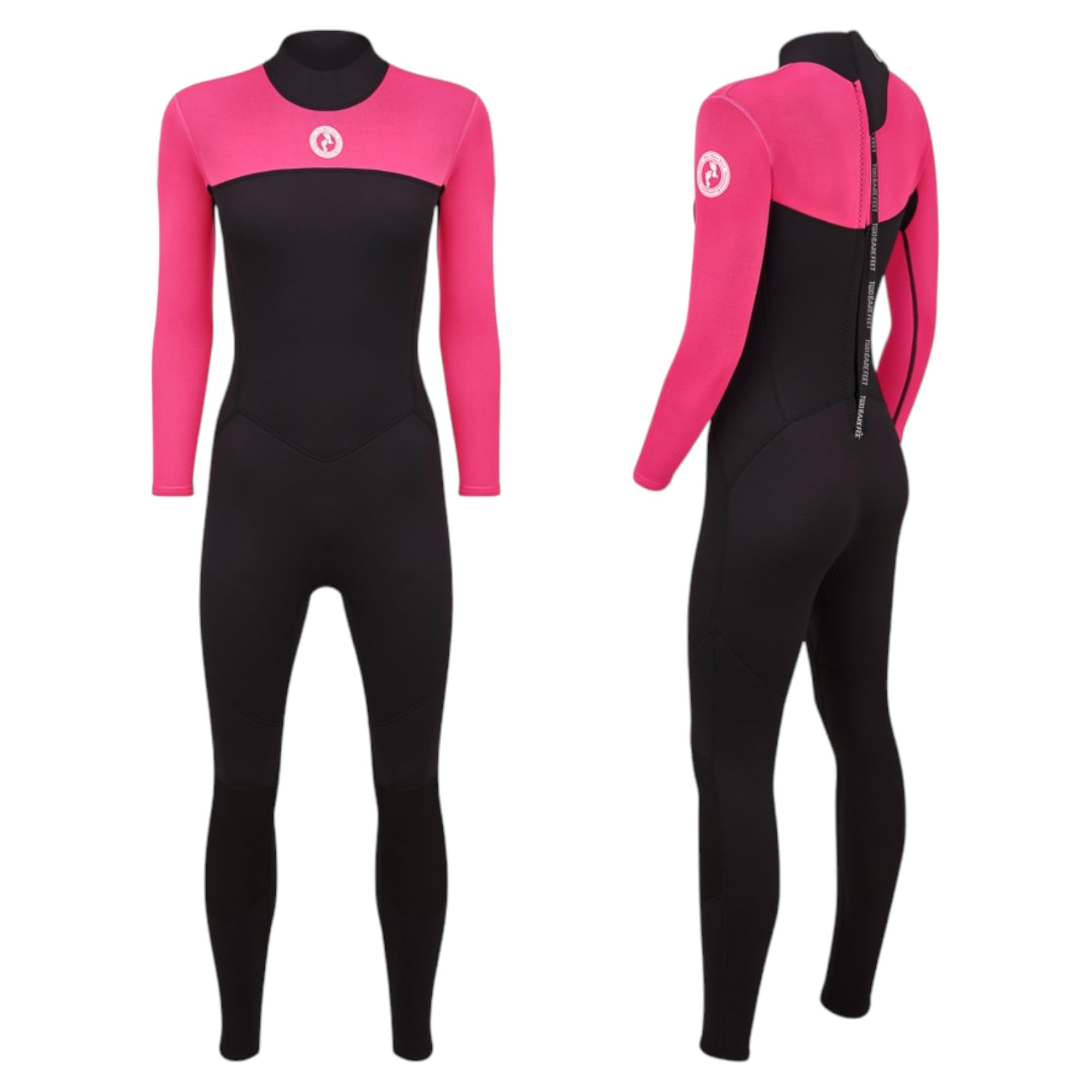 Two Bare Feet Women’s 2.5mm Thunderclap Full Length Summer Wetsuit – Superstretch Neoprene Back Zip for Surfing, Paddleboarding & Open Water Swimming (Fuchsia/Black, M) — image 1