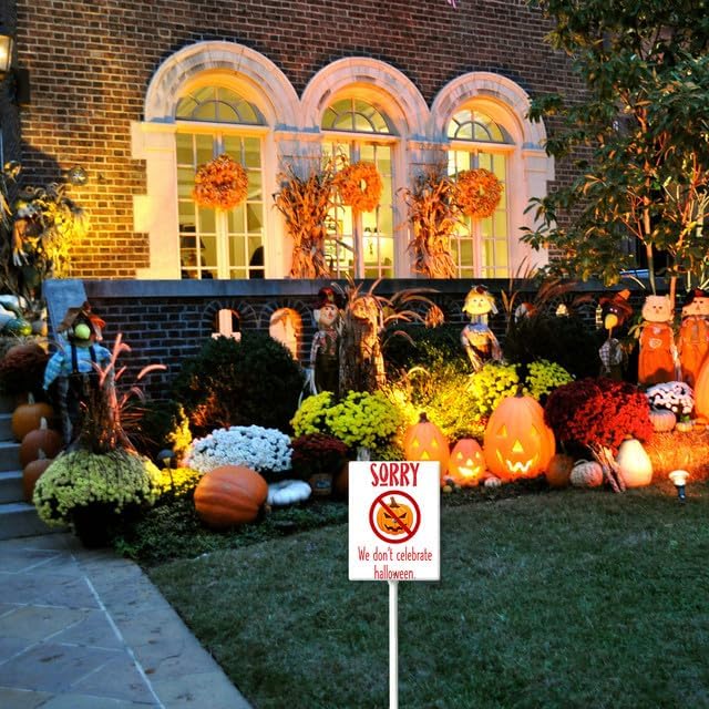 Miniatura 6 de Letreros de Halloween de 7 x 8.8 pulgadas para decoración al aire libre, letrero con estaca para patio con estaca exterior, impermeable, para fiesta