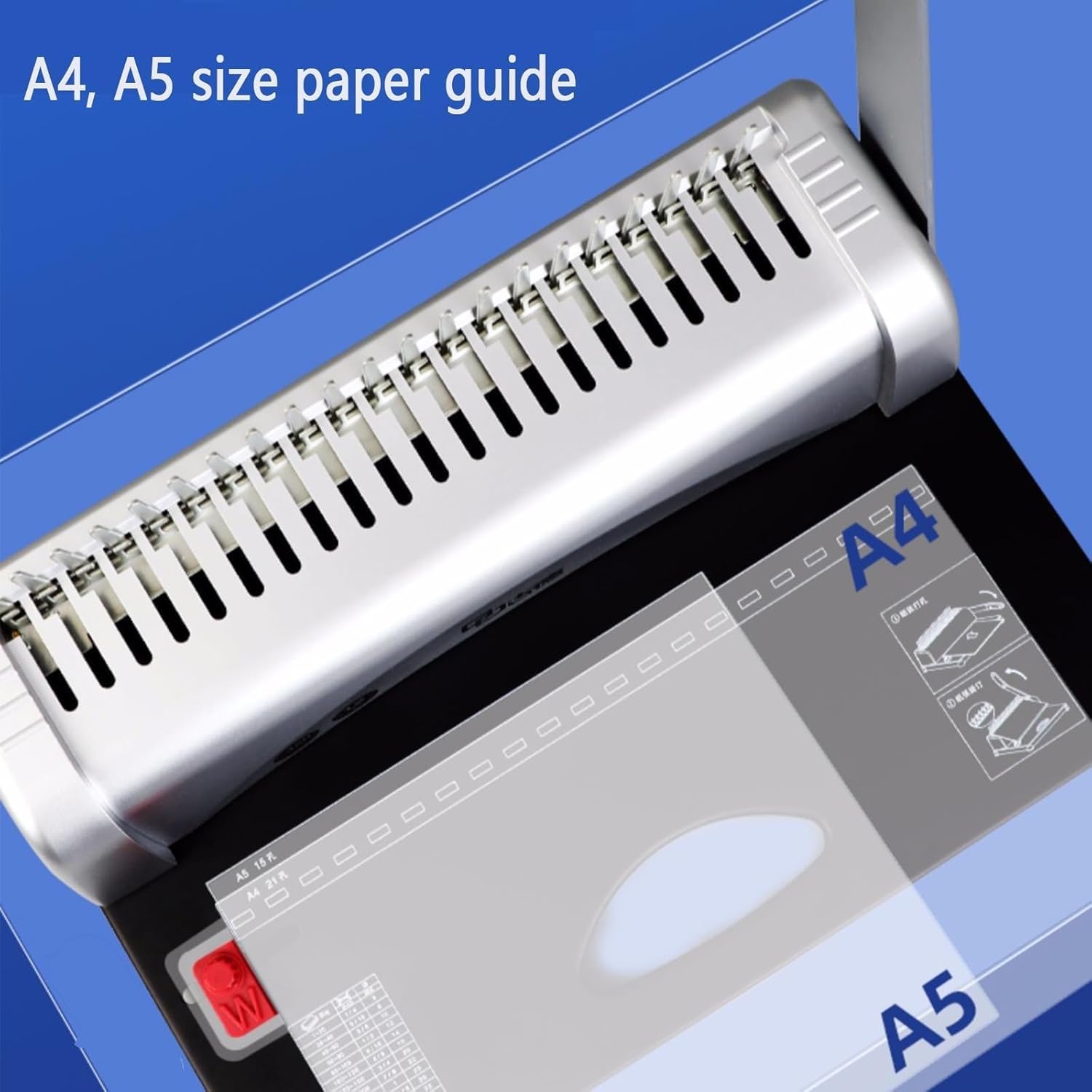 Máquina De Encuadernación En Espiral Manual con Encuadernación En Peine 21 Agujeros, Capacidad para 12 Páginas para Papel A3/a4, Oficina, Escuela Y Hogar