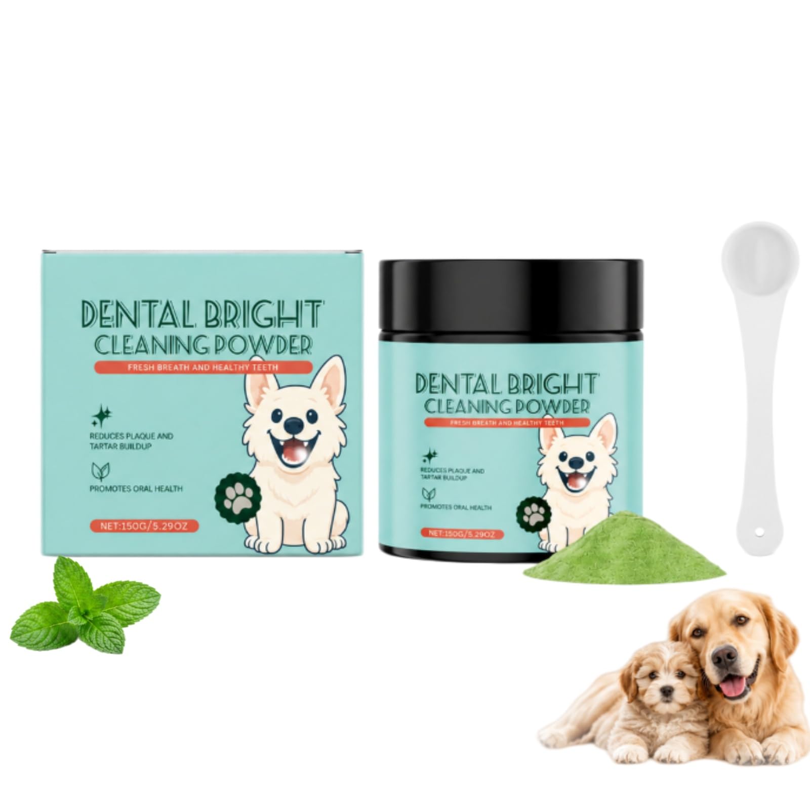 Dental Bright Polvere Cani Alito Fresco Pulizia Denti 1 Bottiglia