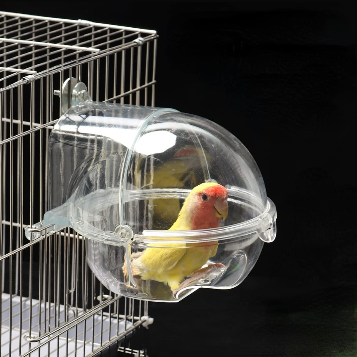 Bird Cage Bath Parrot Bath Box Accessories Planet Box Bird Bathing for Budgies Supplies Hanging Bathtub for Small Pet Cockatiel Canary Cockatoos Parakeet Conure Lovebird