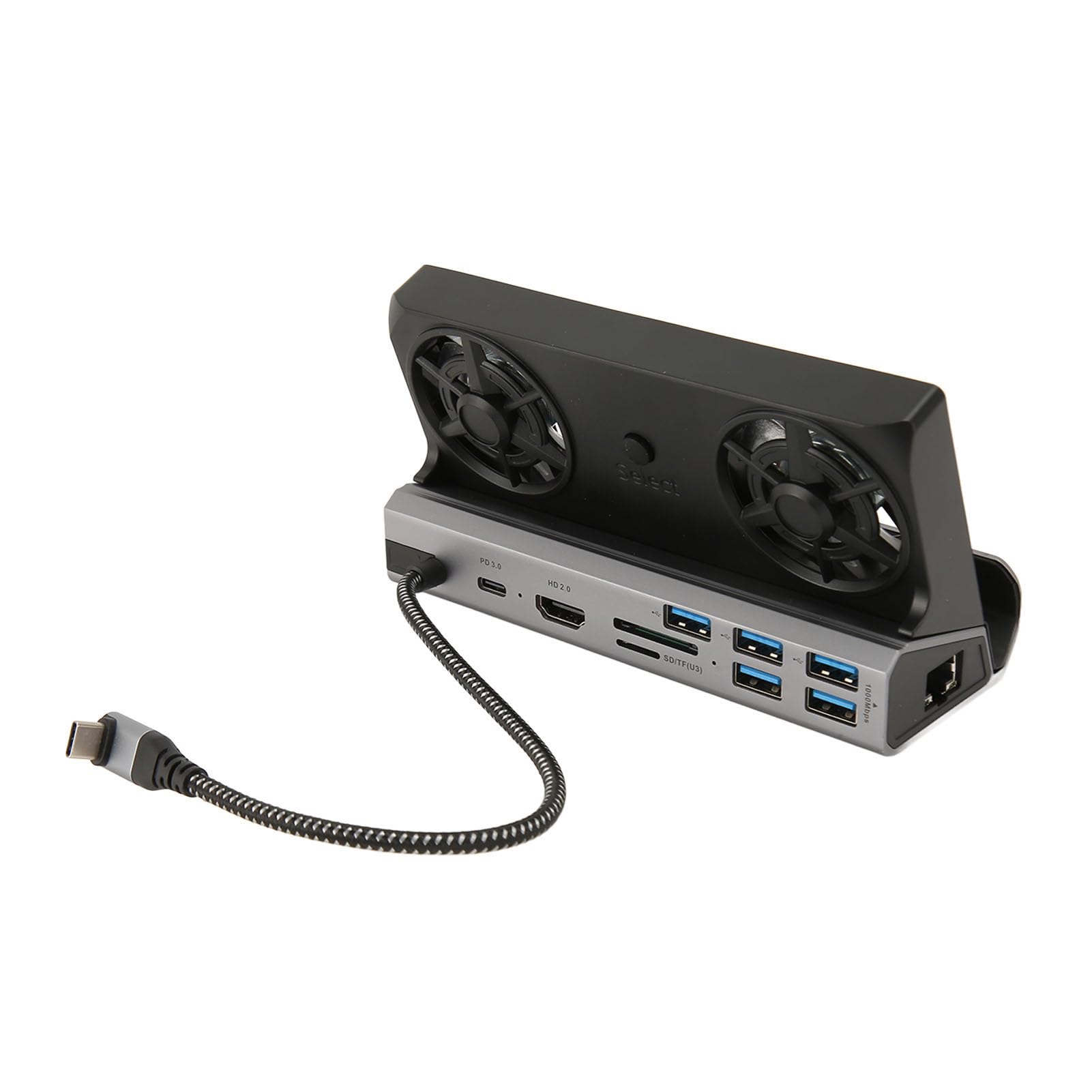 LUCKDANO Stacja Dokująca 10 W 1 na Pokładzie Parowym | Stacja Dokująca ROG Ally z 5 Portami USB | Podwójny Wentylator Chłodzący i Wyjście Multimedialne 4K HD | ładowania PD o Mocy 100 W