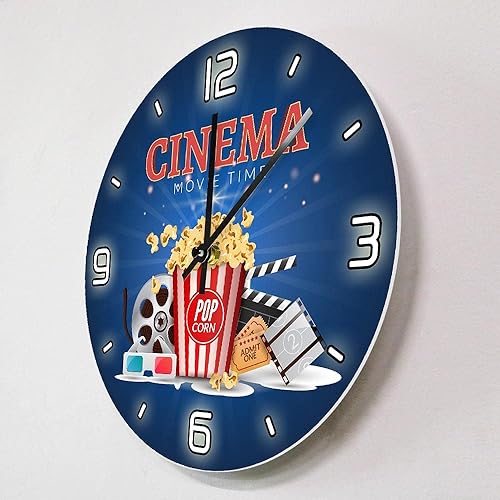 Miniatura 3 de The Geeky Days Movie Time Popcorn Filmstrip Clapboard Tickets Reloj de pared silencioso Diseño moderno Amantes de la película Decoración del hogar