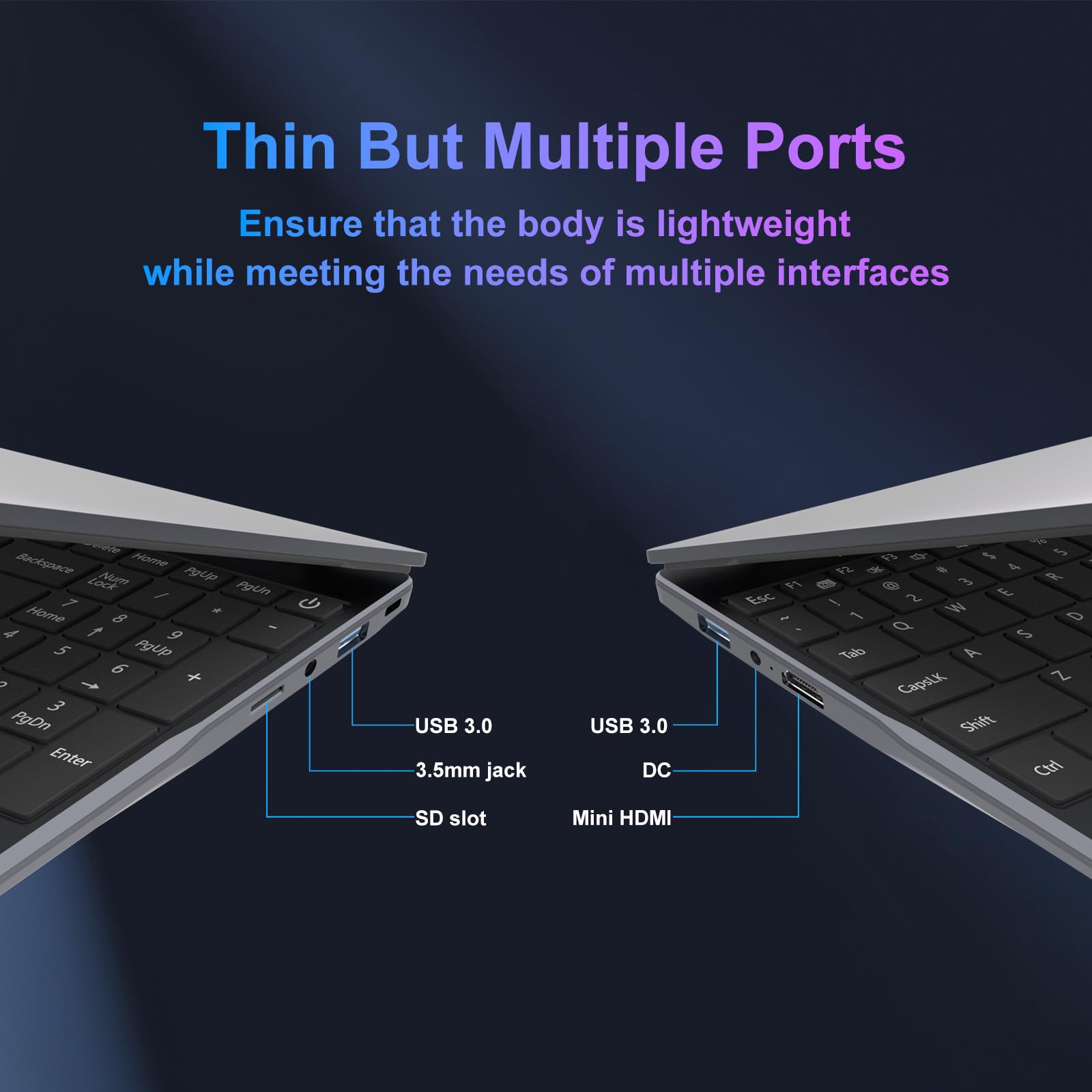 Computer portatile AMD Ryzen 5 3500U processore 16GB DDR4 512GB SSD, PC portatile grafico integrato AMD Laptop PC con supporto touch ID 2.4/5G WiFi Bluetooth USB 3.0 * 2, Mini HDMI*1