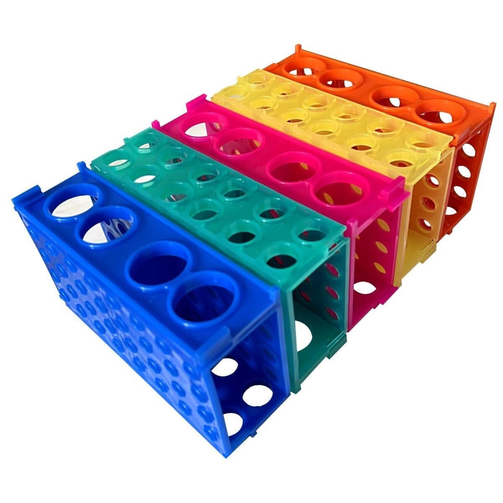 Soporte de Laboratorio Paquete De 5 Soportes Plástico For Tubos Ensayo con 4 Orificios Y Múltiples Gradilla para Tubos