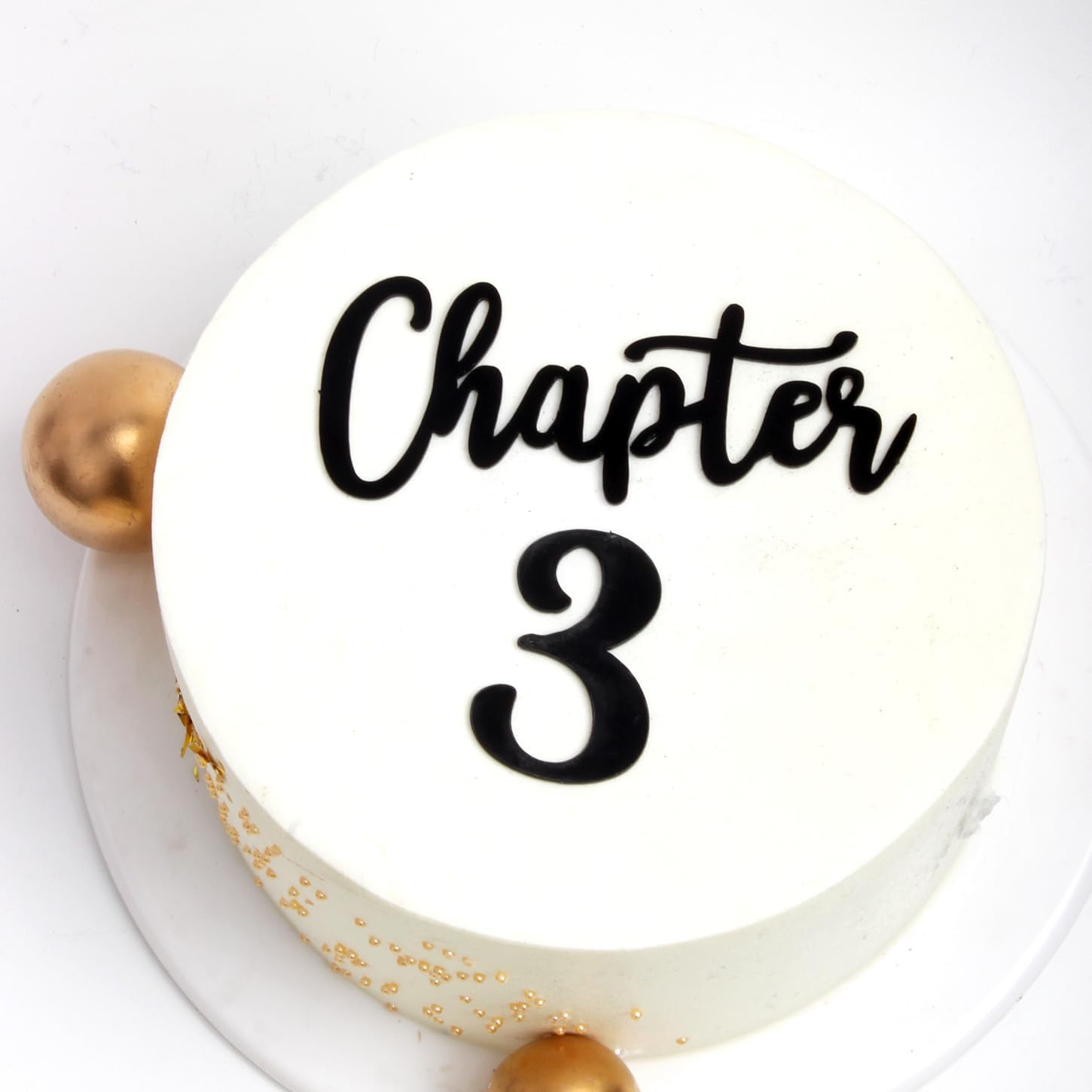 C607 Chapter 3 Cake Topper -Black Happy 3rd Birthday Cake Toppers, third Anniversary Party Decorations Supplies, Cheers to 3 Years Birthday Party Decorations
