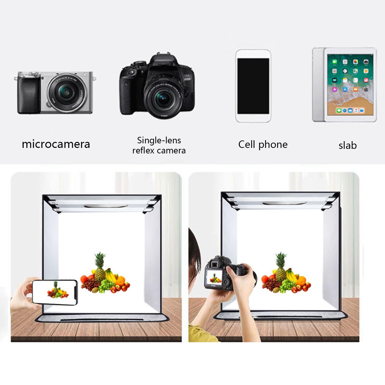 Fotobox - Faltende Fotostudio Box Mit 44x44 Dimmbares LED-Ringlicht - Tragbare Lichtzelt Fotografie Für Schmuck, Produktfotografie, Kleine Gegenstände