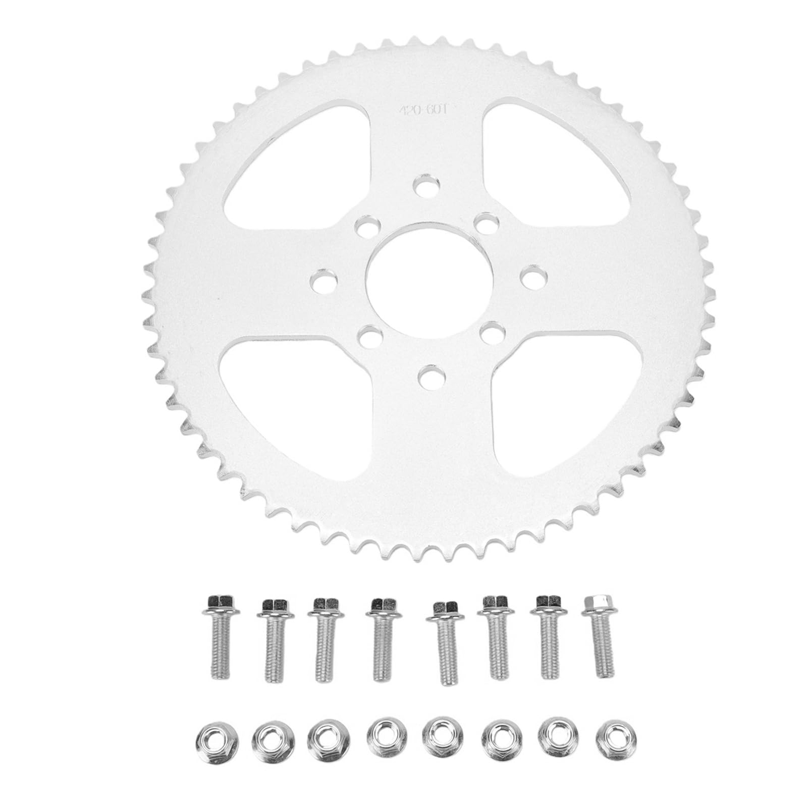 Generic Piñón de 60 Dientes para Go Karts ATV y Apto para Mini Dirt Bikes Piñón de Acero Duradero 60T 8 Orificios para Cadena 40 41 420