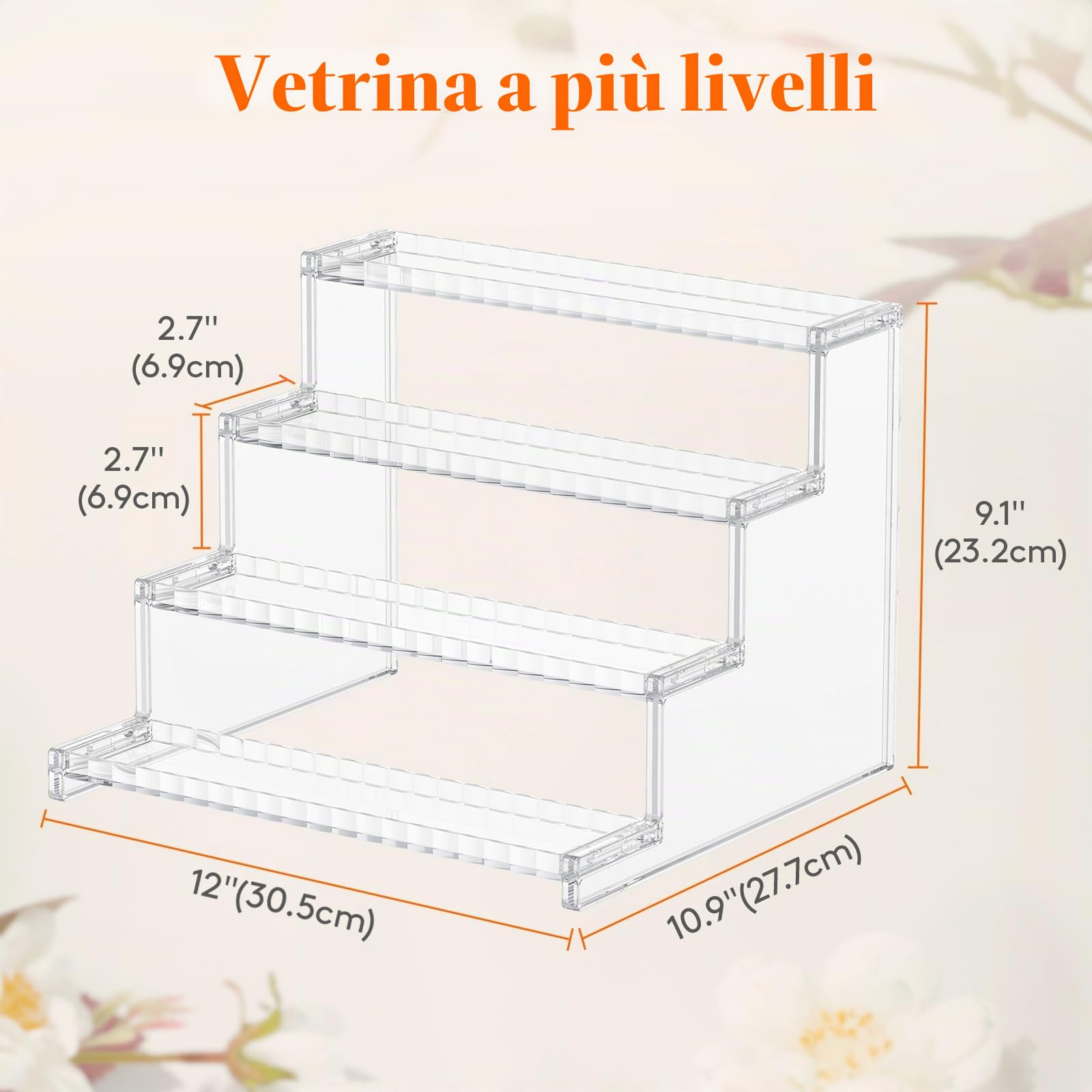 Lifewit Espositore Profum 4 Livelli, Espositori Acrilico Verticale, Alzate per Espositori per Cupcake, Buffet, Dessert, Smalti per Unghie, Spezie, Cosmetici, 2 Confezione, Trasparente, 30 cm