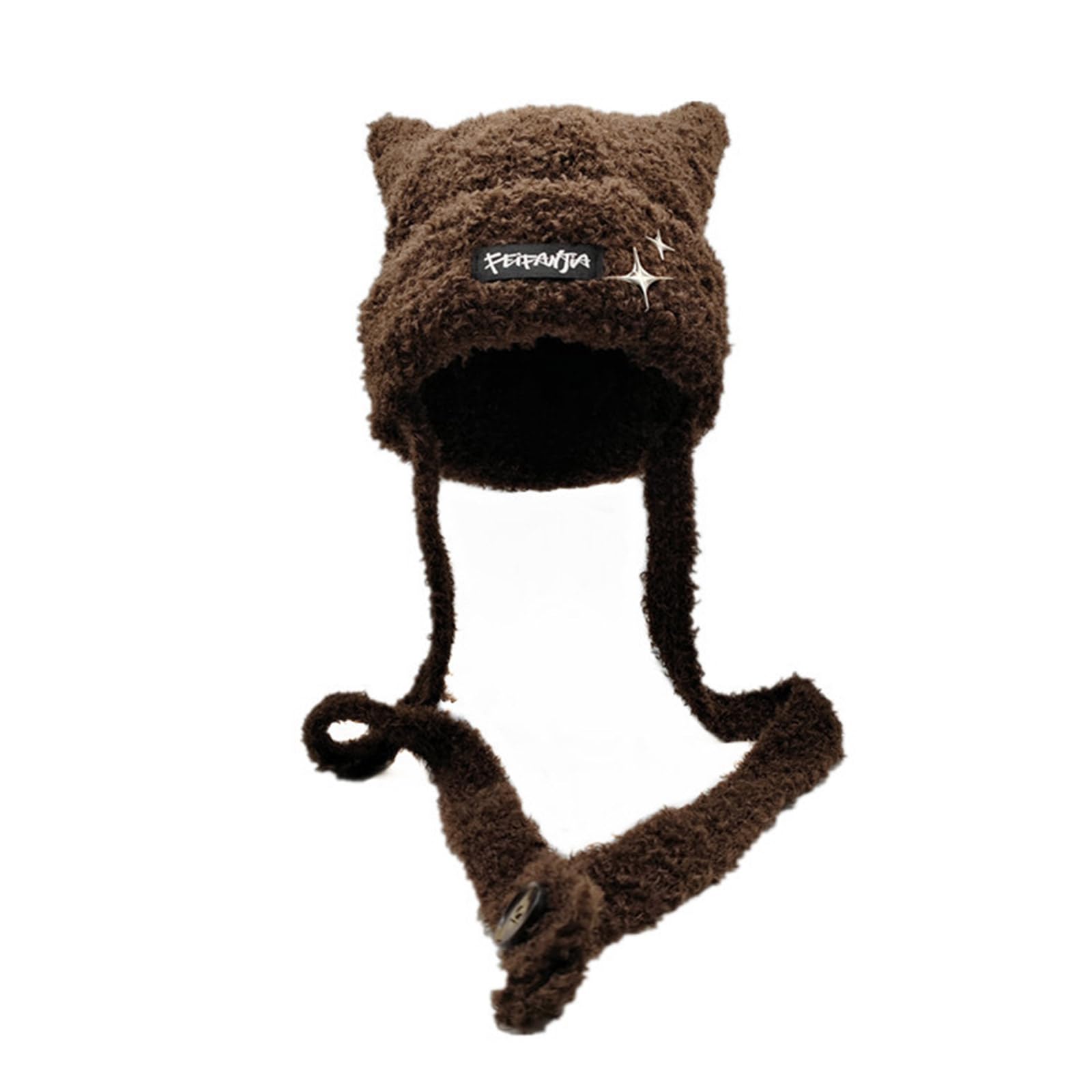 2in1 Winter Knit Cat Ear Trapper Hat Ladies Multiple Color Knit Can Be Turned into Bag for Girlfriend Shopping Coffee