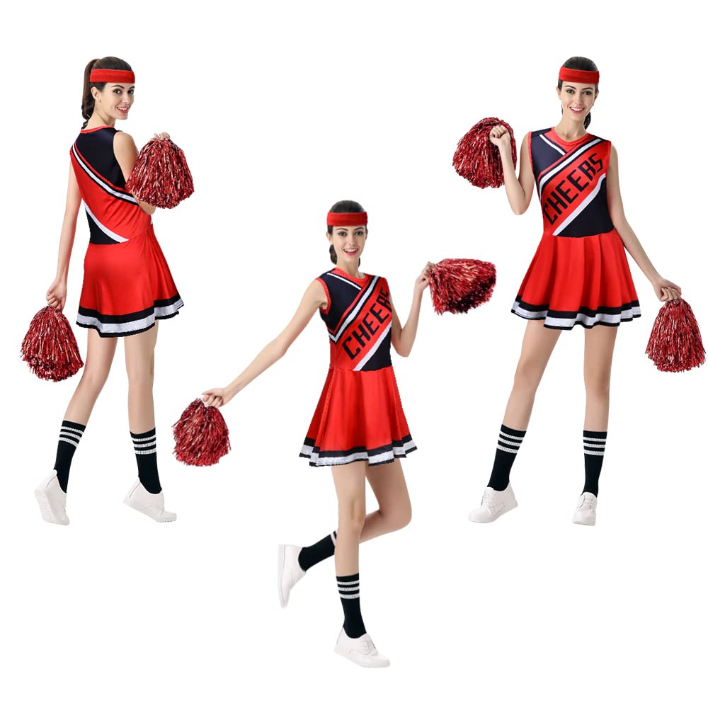 AOMIG Damski kostium cheerleaderki, dla dziewcząt, szkoła, muzyczna impreza, Halloween, kostiumy cheerleaderki, kostium dla dorosłych