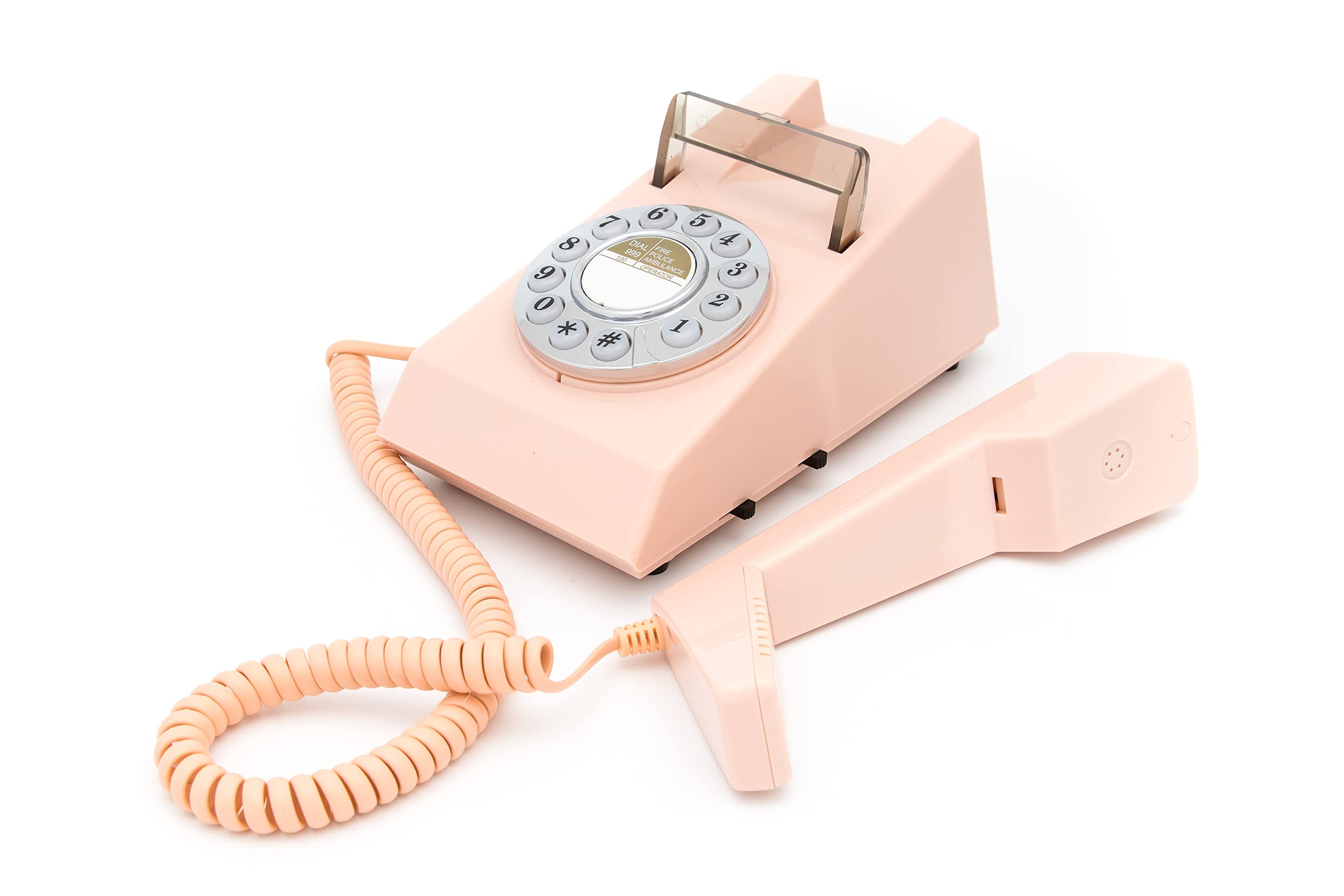GPO Trim Telefono Fisso, con Filo, Quadrante con Tastierino e Suoneria a Campanello Autentica, per Casa e Hotel - Rosa