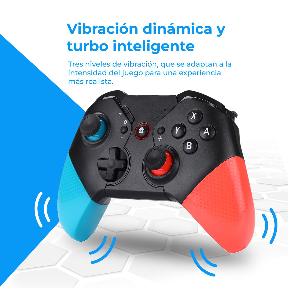 NK Manette Pro Switch sans fil - Wireless Pro Switch Controller avec fonction Macro/Wake/Turbo/Gyro Axis/Double Vibration/RGB Light - Noir/Rouge/Bleu