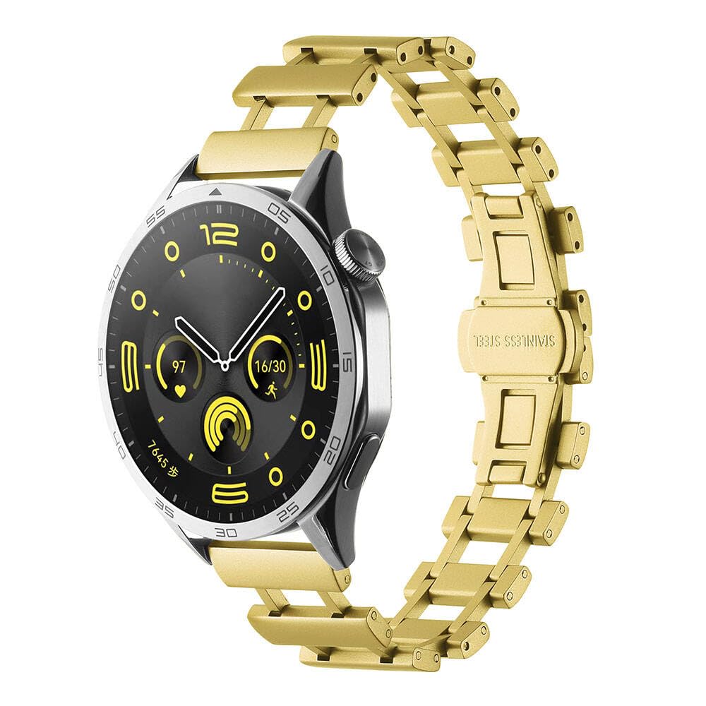 Zore Huawei İle Uyumlu GT2 46mm KRD-96 22mm Metal Kordon Gold