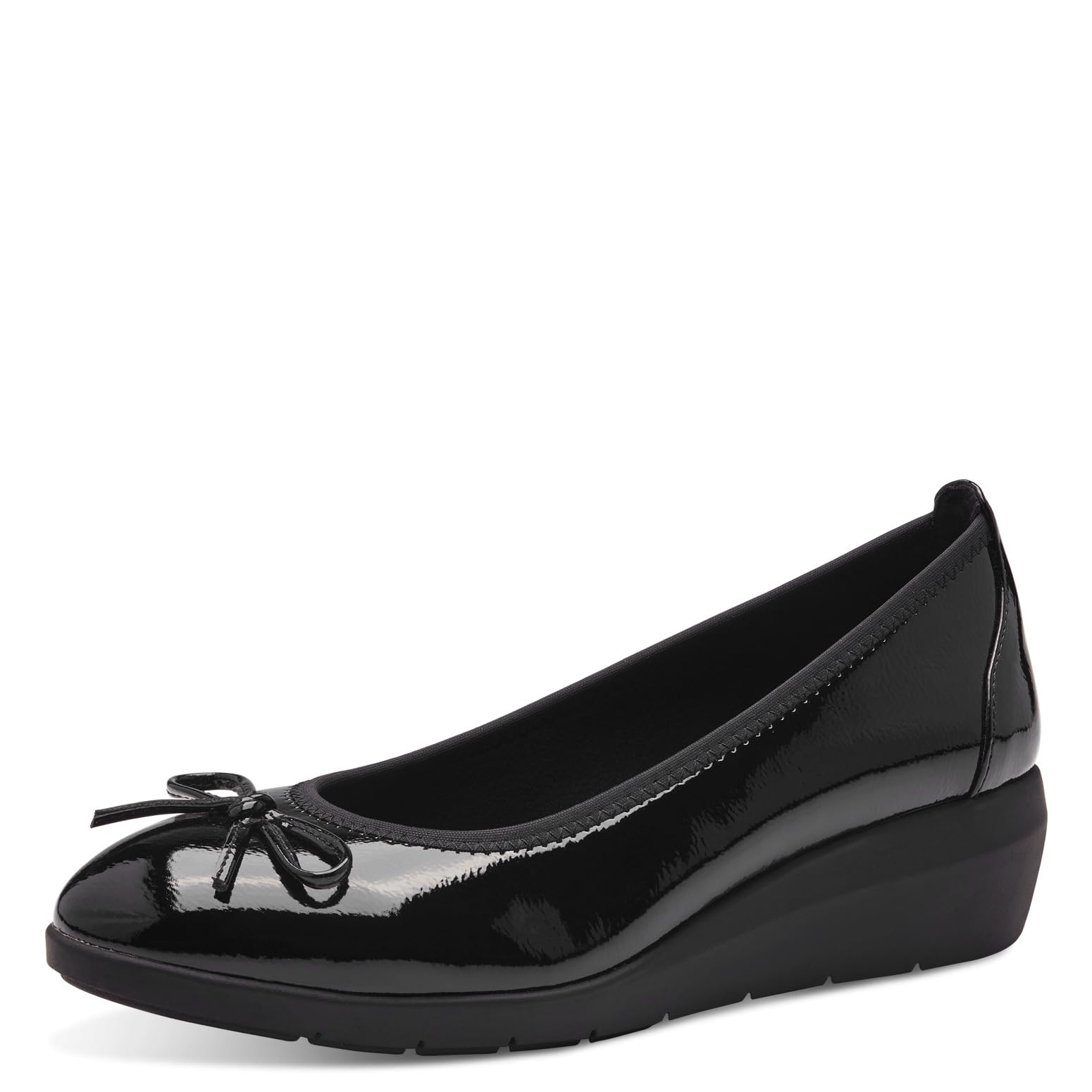 Jana Women’s Ballerinas with Wedge Heel Vegan, Black Patent, 7,5 UK