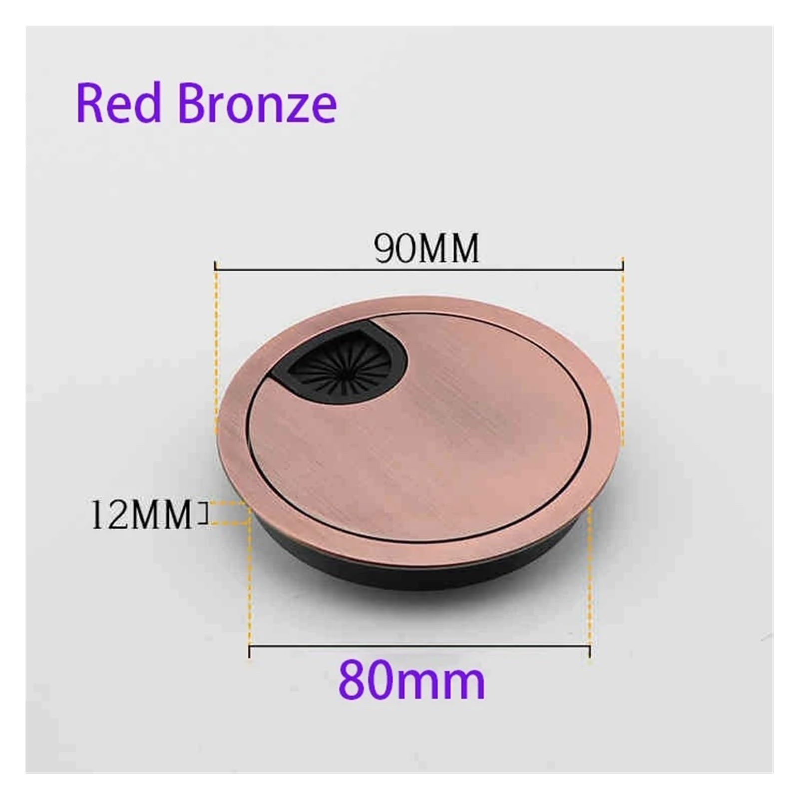 1/2/4/8 szt. blacha na biurko ze stopu cynku 50/53/60/80 mm osłona na kabel do organizera (80 mm czerwony brąz, 1 szt.)