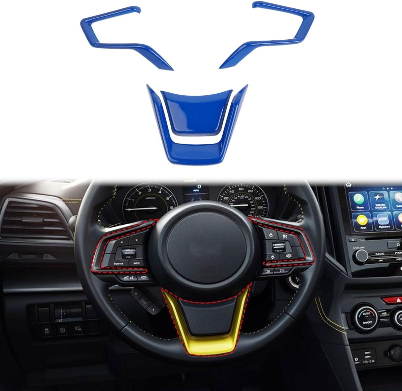 Steering Wheel Cover Molding Trims for 2018-2025 Subaru Crosstrek/Legacy/Outback,2019-2025 Ascent/Forester,2017-2025 Impreza,2022-2025 WRX (Carbon Fiber Style)