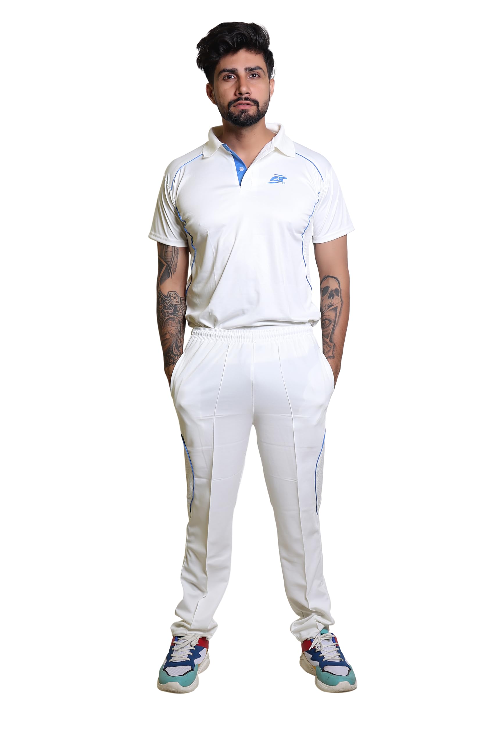 Off White Cricket Dress Jersey and Lower with Net Design Half Sleeves Jersey (in, Alpha, XL, Regular, 10, White)-picture-15