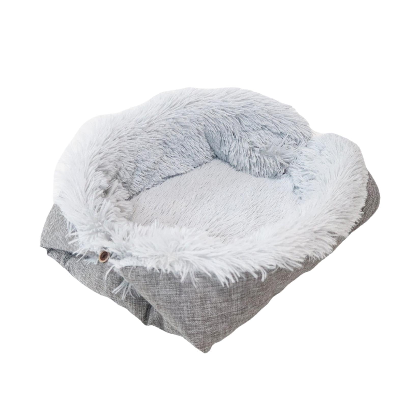 Nid épais pour animaux en peluche M | Coussin de couchage chaud gris