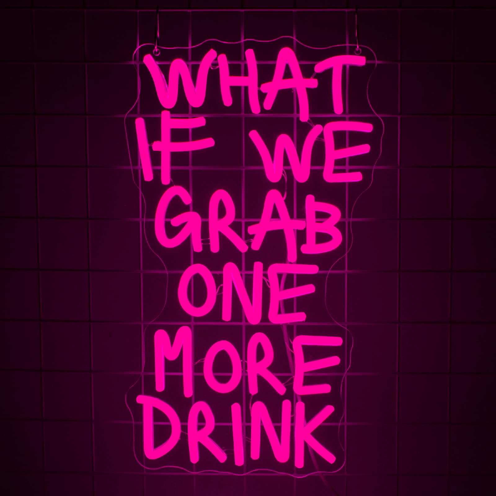 YSUIEC What If We Grab One More Drink Neon Sign, Dimmables Neon Lights For Wall Decor， Light Up Signs for Bedroom Home Bar Beer Man Cave Pub Club Game Party Decoration Gift