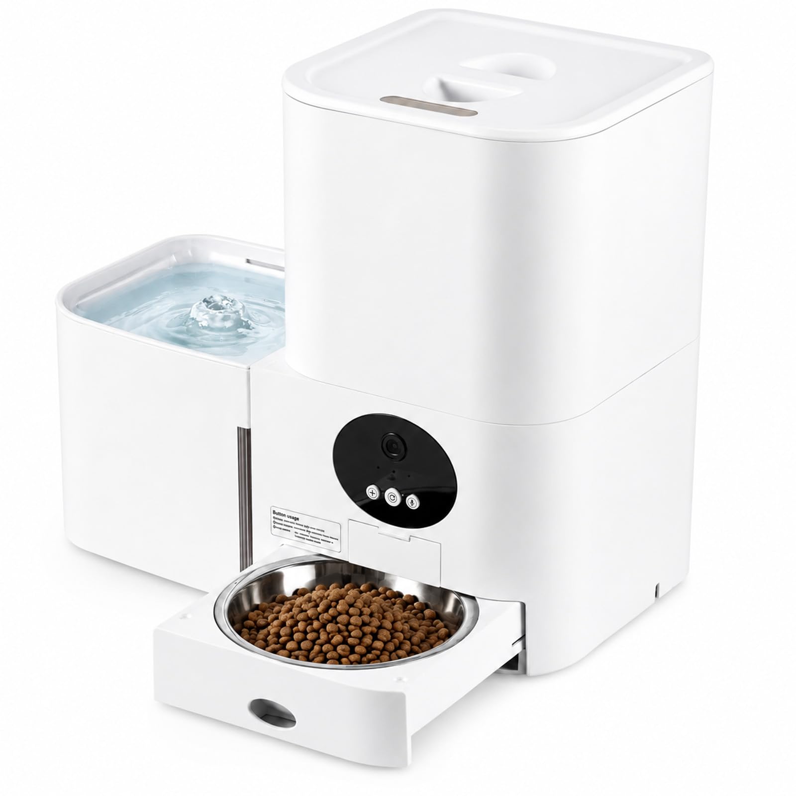 EVERGOODS Automatic Cat Feeder and Water Dispenser, 2 in 1 Cat Food Dispenser with 5L Dry Food Tank & 3L Cat Water Fountain, App Control Cat Feeder Automatic with Timer, 10 Meals Daily