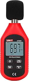 UNI-T Medidor de decibéis UT353, medidor de nível de som digital 30-130dB, medição de volume de ruído de áudio, dispositivo medidor de som máximo/mínimo rápido/lento, retenção de dados LCD