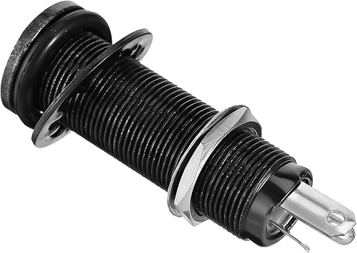 6.35mm Brass Mono Guitar Bass Jack Metal Socket Cylinder Input Output Jack Brass Mono Electric Guitars Bass 1/4inch Metal Barrel Jacks Socket with 3 Pins Guitar Accessories Parts Black