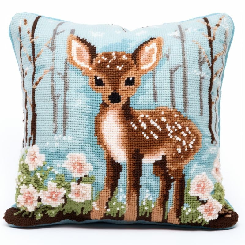 Tak Maan Uil Klink Haak Kits Kussen DIY Tapijt Haaknaald Kussen Maken Kits met Voorgedrukt Patroon Canvas DIY Handgemaakte Thuis Sofa Kerst Kussen Kits Decor 43x43cm