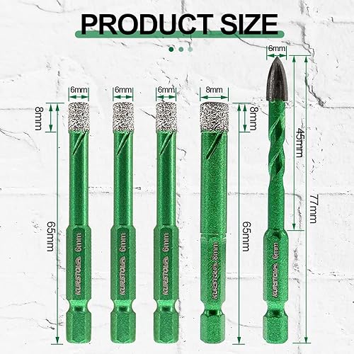 Miniatura 2 de Brocas de diamante para azulejos de porcelana, juego de sierra de agujero de diamante seco para piedra de granito de mármol de cerámica, kit de