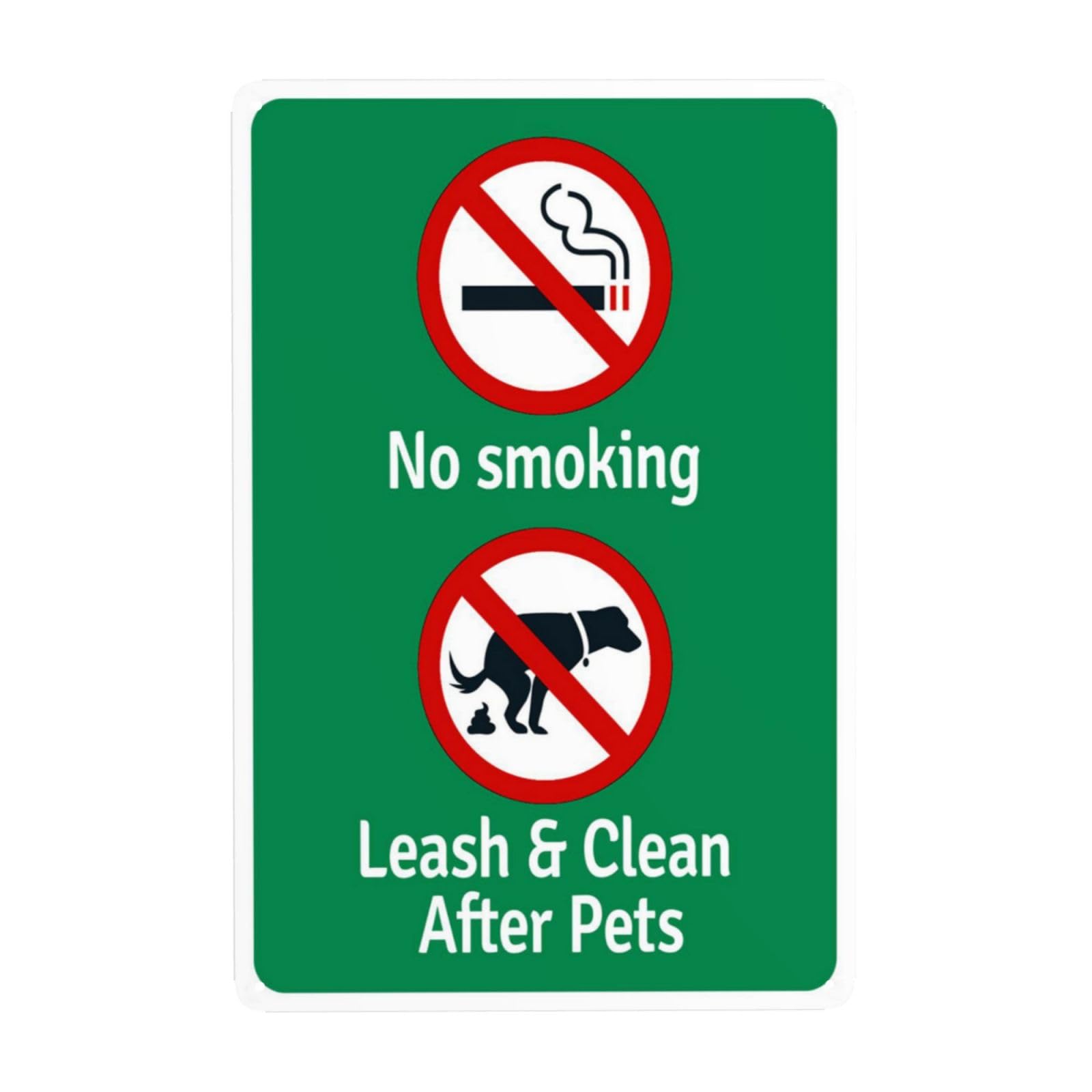 No Smoking, Leash And Clean Up After Pets With Graphics Vintage Metal Sign 12x8 Inch