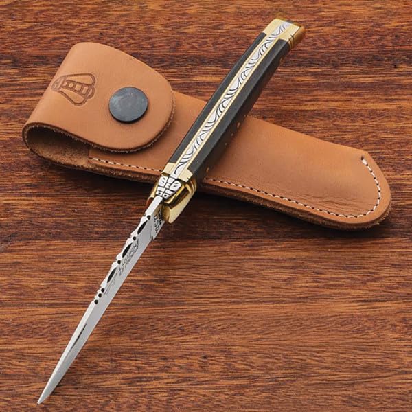 Kings County Tools Laguiole Le Fidele Pocket Knife for Men and Women - 7.9” Handmade Stainless Steel French Folding Knife with Ebony Wood Handle - Luxury Collector Knives