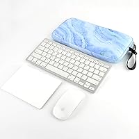 Vista 5 de CM Funda de transporte de neopreno compatible con teclado y mouse mágicos, trackpad (patrón de mármol azul)