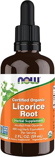 NOW Suplementos, raíz de regaliz orgánica certificada 2 fl. oz