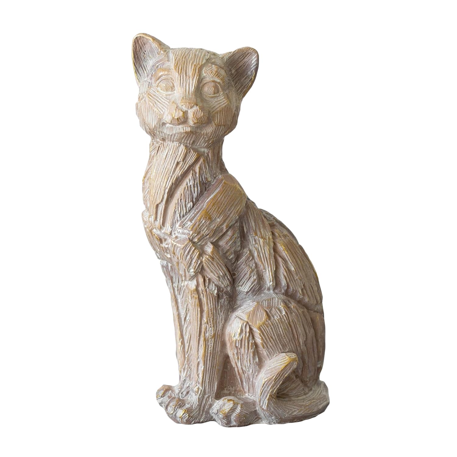 Darthome Brown Resin Driftwood Style Cat Ornament Figurine Statue Gift Sculpture Nautical Sea