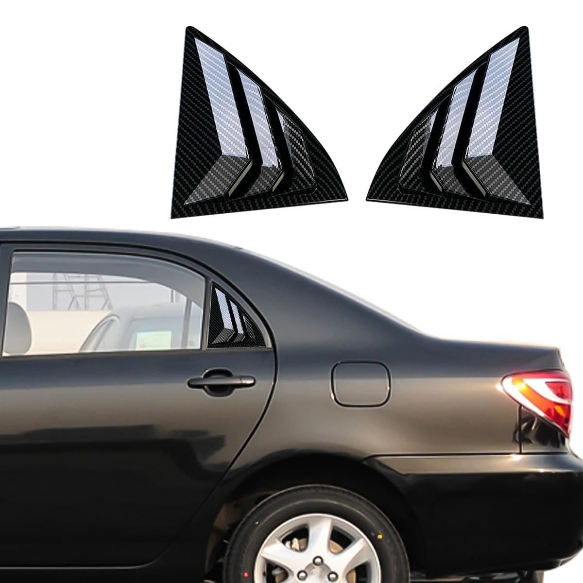 XYHGM for Toyota Corolla Altis/EX 2009 2010 2011 2012 2013 Window Louvers Rear Side Window Louvers Air Vent Scoop Shades Cover Blinds Trim Exterior Accessories 2PCS(Carbon Fiber)