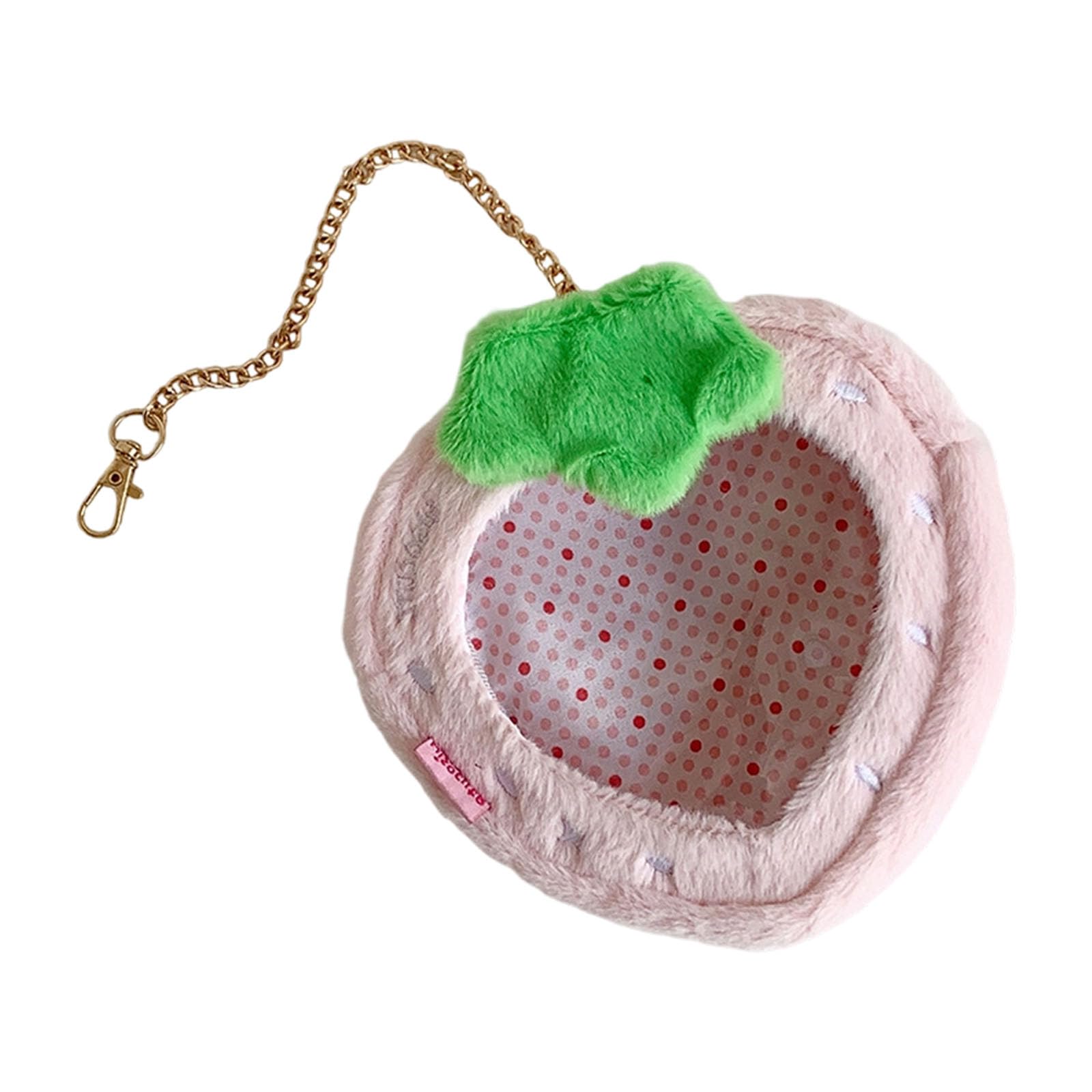 alloneslife Cartoon Strawberry Plush Storage Bag for Students Daily Commutes and Doll Exhibition Portable Winter Bag