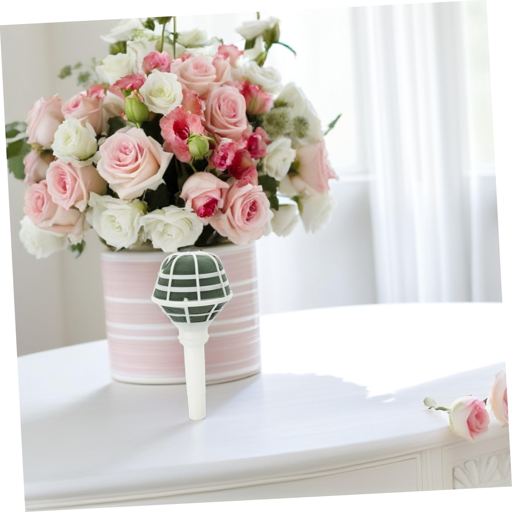 Mikikit 18pezzi Supporto per Bouquet da Sposa Base con Schiume Interne ad Alta Assorbenza Leggero e Portatile per Matrimoni Facile Installazione per Composizioni Floreali Supporto Bianco