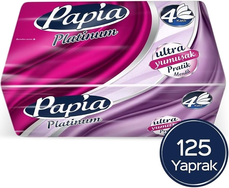 Papia Platinum Pratik Mendil, 4 Katlı, 125 Yaprak, 4'lü Paket