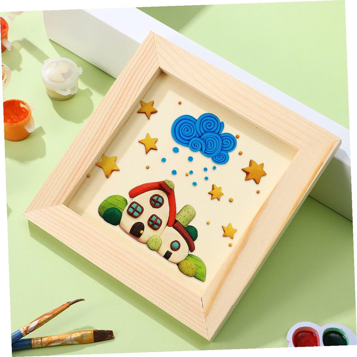 VICASKY 5 Pcs DIY Wooden Picture Frames 20x20cm Craft Blank Wood Photo Frames for ’s Artwork Display and Painting Projects