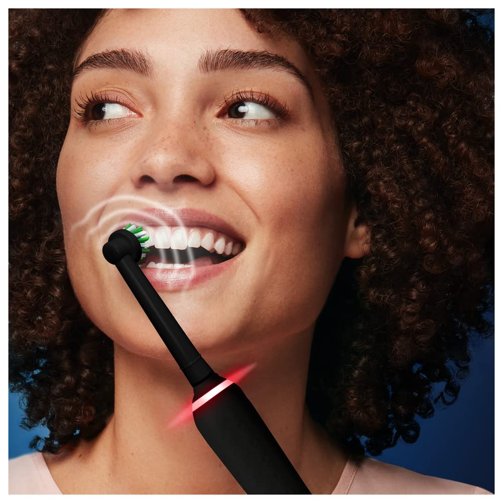 Oral-B Pro Series 3 3500 Elektrische Zahnbürste oder Electric Toothbrush, mit 3 Putzmodi und visueller 360° Andruckkontrolle für Zahnpflege, Reiseetui, Special Edition, Designed by Braun, Schwarz