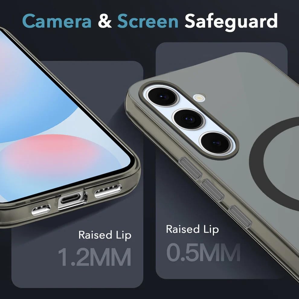 Image of DIZORO Matte Case for Samsung Galaxy S26 Compatible with MagSafe, Camera Lens Full Protection, Shockproof Translucent Frosted TPU Soft Phone Cover, Anti-Fingerprint (Black)