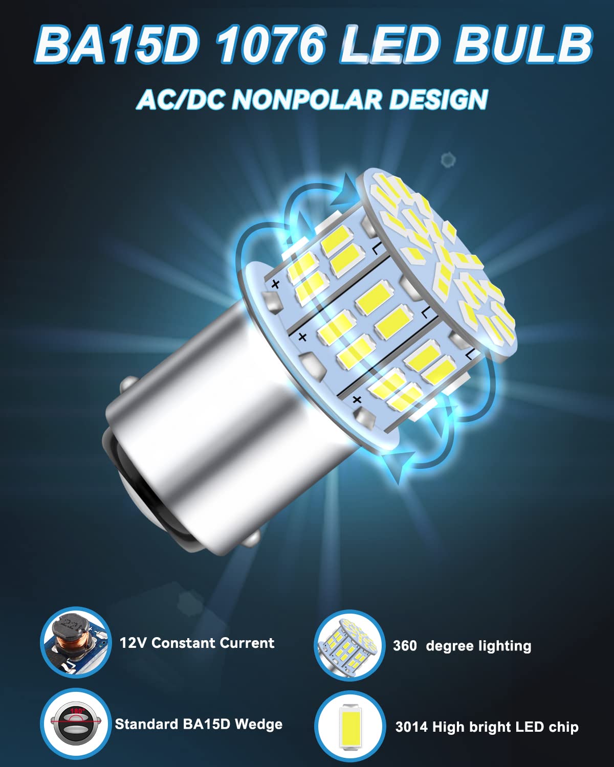 10x BA15D 1142 2W-18-5050 SMD Car LED Light Boat Bulb 12~24V - Foto 6