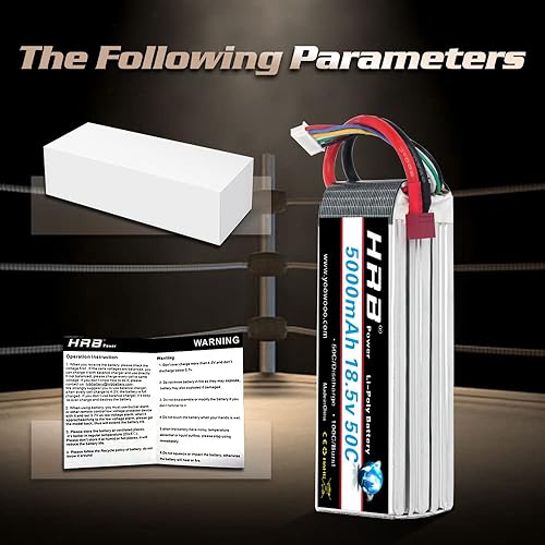 Miniatura 6 de HRB 5S Lipo Batería 18.5V 5000mAh 50C T RC Lipo Batería Compatible con RC Helicóptero Avión Coche Barco Camión