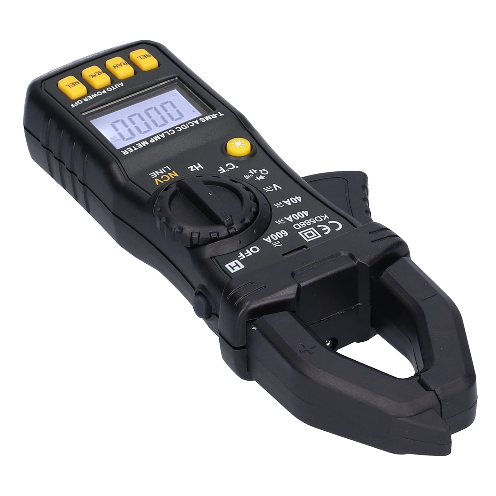 KD588D Pinza amperimétrica digital Voltímetro de verdadero valor eficaz con NCV Detección de voltaje sin contacto Protección contra sobrecarga para electricistas ingenieros