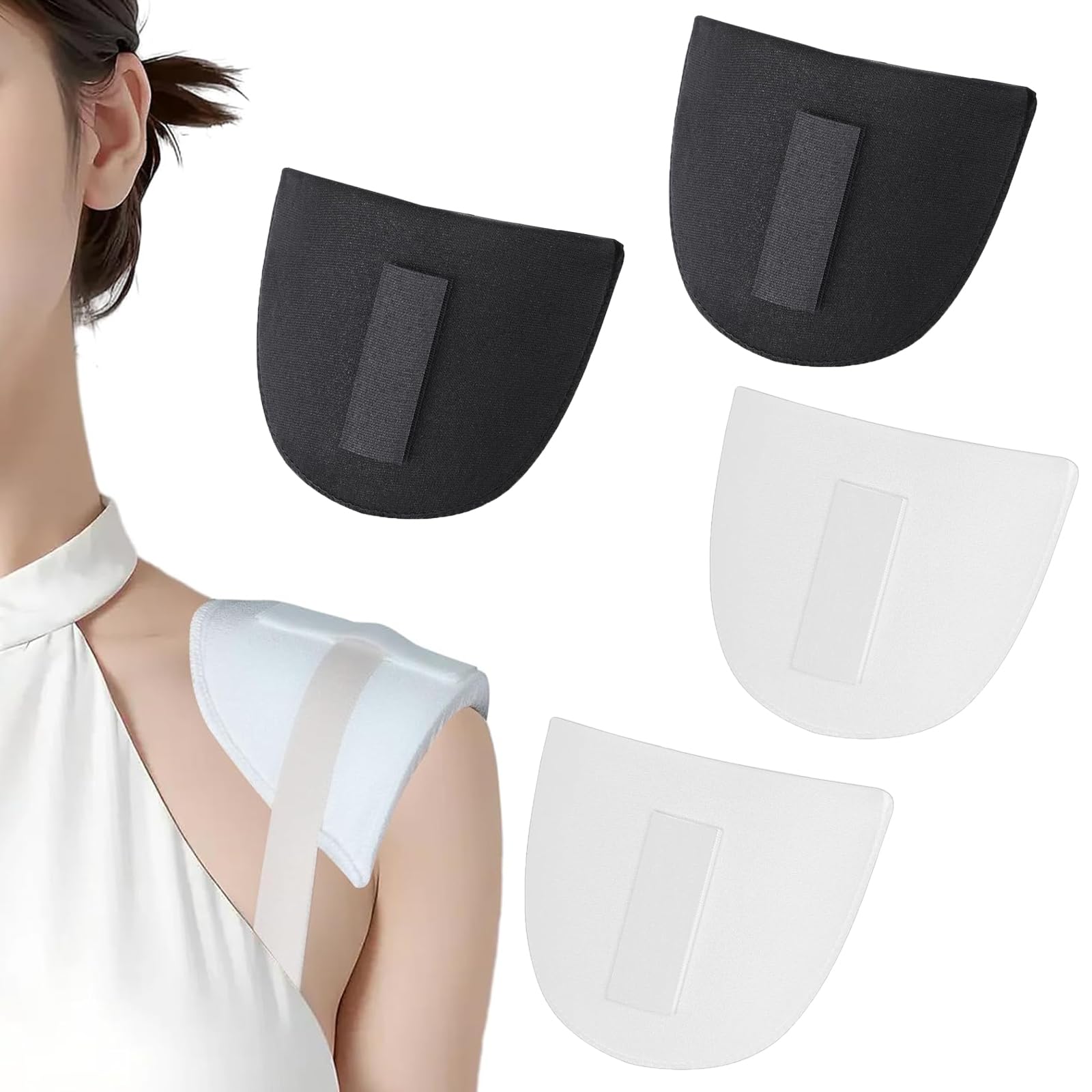 VIDSTW 4 Pièces Épaulettes Femme En Éponge Amovibles - Noires Et Blanches, Autocollantes Et Réutilisables Pour Blazers, Vestes, Manteaux Et Robes De Soirée